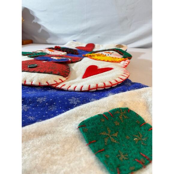 Snowman Family Christmas Holiday Stocking Applique 3D Blue - Picture 3 of 6